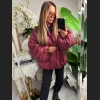 Damska kurtka puchowa oversize typu puffer w kolorze bordowym